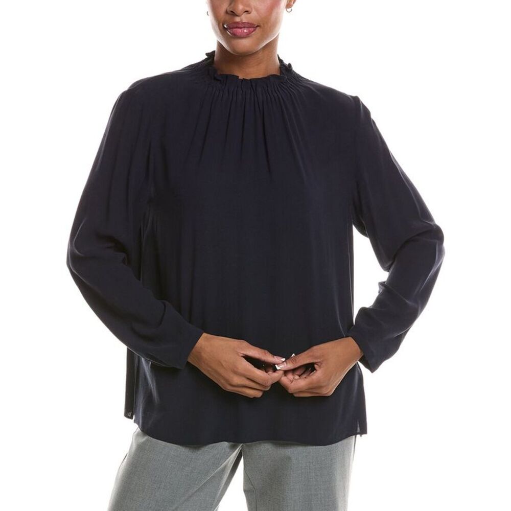 Eileen Fisher Womens Gathered Silk Top